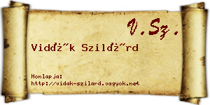 Vidák Szilárd névjegykártya